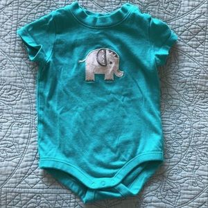 Gymboree Elephant Oasis Teal Blue Onesie Bodysuit 3-6 months